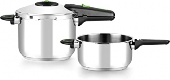 Set de 2 ollas a presión rápidas Monix PRESTO, 4 litros, 6 litros, inox